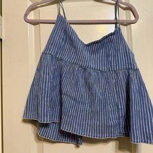 Abercrombie & Fitch Blue and White Striped Top